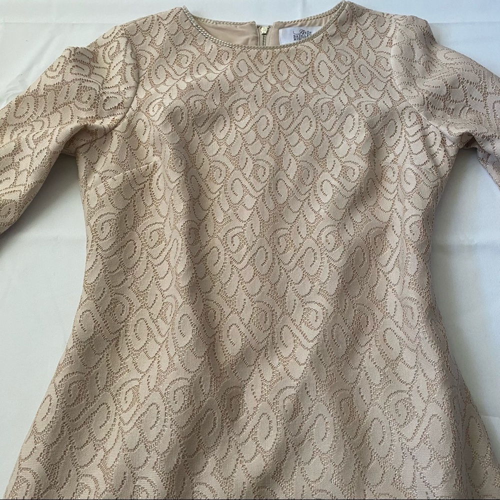 Belle Badgley Mischka gold lace overlay cocktail party dress women’s size 6 - Picture 6 of 13
